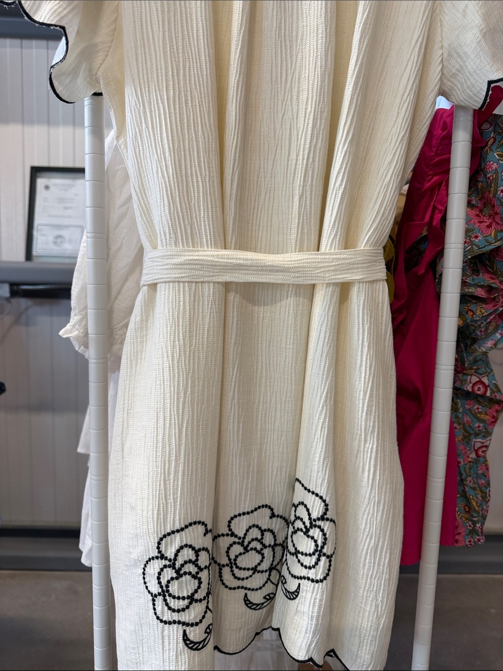 Umgee Cream Button-Front Dress with Black Floral Embroidery - Picture 9 of 10